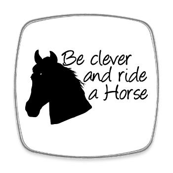 Ride a Horse Pferd Pferde Reiten Reiter Geschenk - Square fridge magnet - white - Front