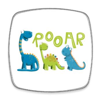 ROOAR Dino Arten Motiv I Lustiges Kinder Geschenk - Viereckiger Kühlschrankmagnet - Weiß - Vorne
