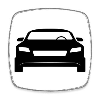 Voiture de sport - Magnet carré - blanc - Devant