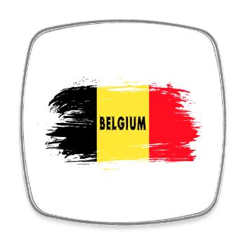 Belgien Flagge / Geschenk Nationalflagge - Viereckiger Kühlschrankmagnet - Weiß - Vorne