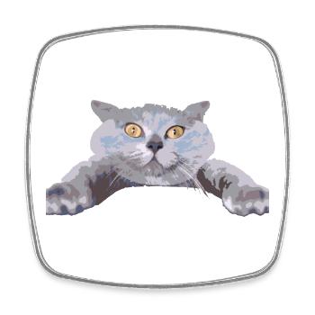 Chat - - Magnet carré - blanc - Devant