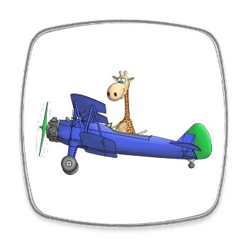Enfants girafe dessin animé avion - Magnet carré - blanc - Devant