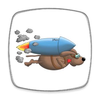 Raketen Hund - Viereckiger Kühlschrankmagnet - Weiß - Vorne