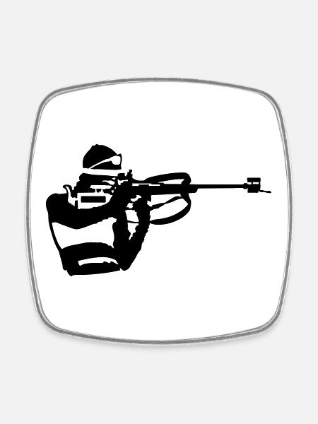 Biathlon - Magnet carré - blanc