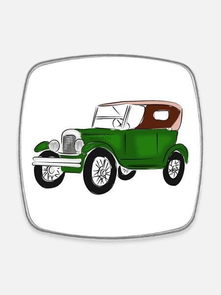 Oldtimerfarbenfroh, - Viereckiger Kühlschrankmagnet - Weiß