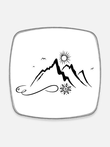 Berg, Wandern, Bergsteigen, hiking, mountain - Viereckiger Kühlschrankmagnet - Weiß