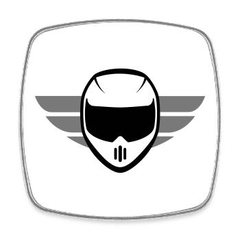 Sport Motorradhelm mit Flügel - Viereckiger Kühlschrankmagnet - Weiß - Vorne