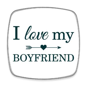 I Love My Boyfriend - Square fridge magnet - white - Front