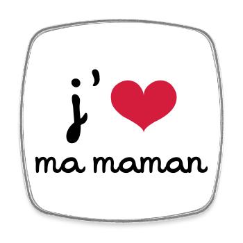J'aime ma Maman - Magnet carré - blanc - Devant