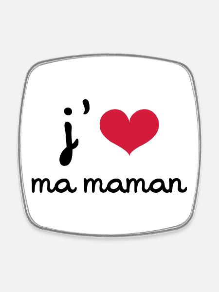J'aime ma Maman - Magnet carré - blanc