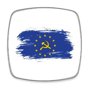 Europa Flagge mit Hammer und Sichel / Geschenk - Viereckiger Kühlschrankmagnet - Weiß - Vorne