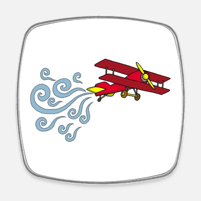 Avion vintage - Magnet carré - blanc