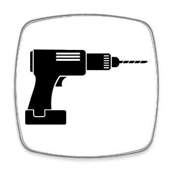 bohrmaschine Handwerker Akkuschrauber Symbol icon - Viereckiger Kühlschrankmagnet - Weiß - Vorne