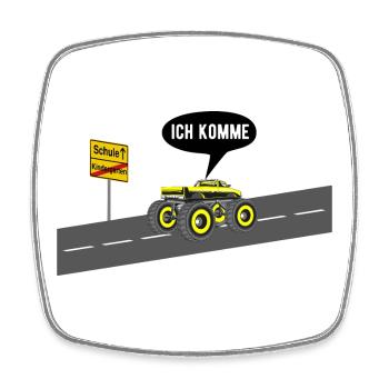 Schule ich komme - Viereckiger Kühlschrankmagnet - Weiß - Vorne