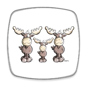 Elk Family - Square fridge magnet - white - Front