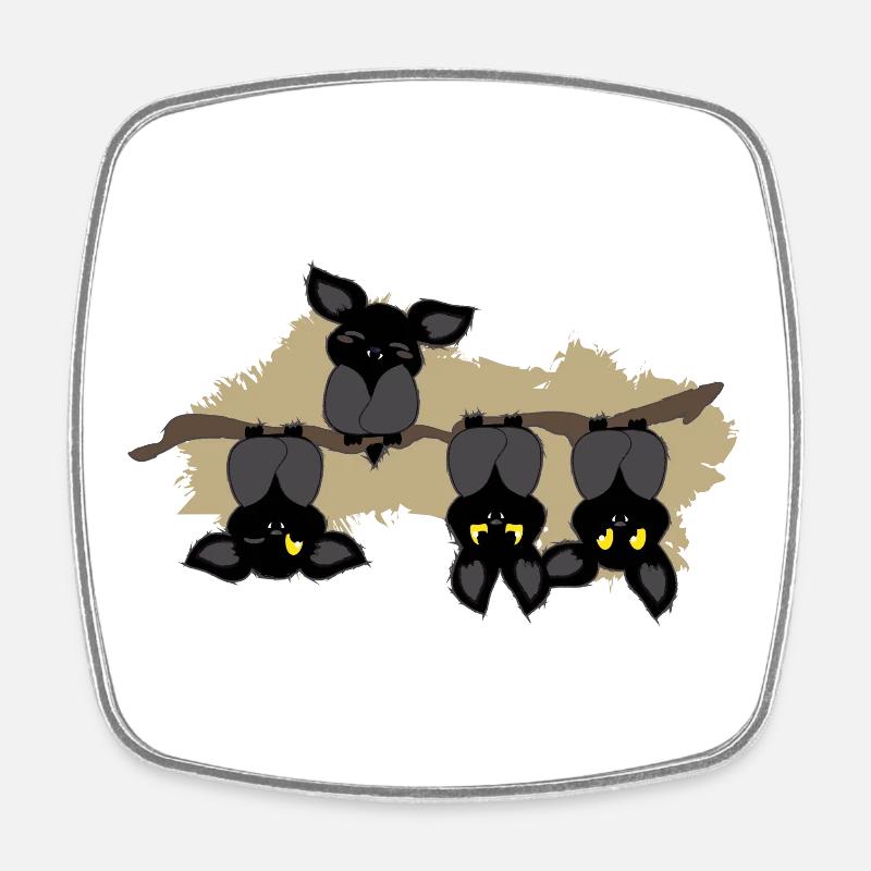 Fledermaus andersrum - Viereckiger Kühlschrankmagnet - Weiß