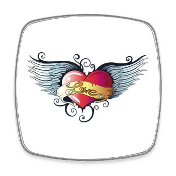 Big heart with wings, Tattoo Style. - Square fridge magnet - white - Front