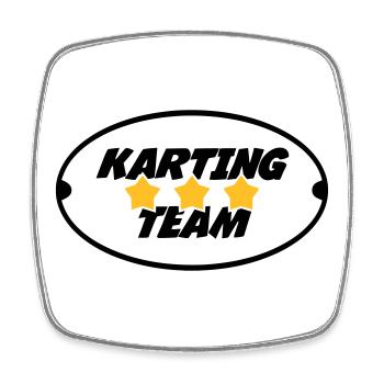 Go-Kart / Karting / Kart / Fahrer - Viereckiger Kühlschrankmagnet - Weiß - Vorne