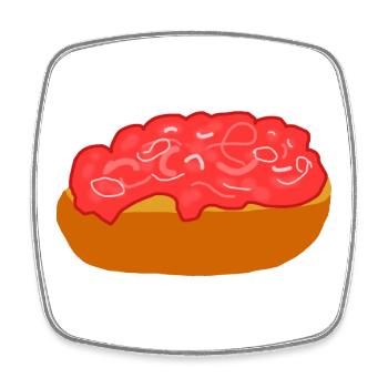 Mettbrötchen with onions - Square fridge magnet - white - Front