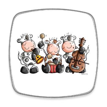 Die musikalische Kuhband - Viereckiger Kühlschrankmagnet - Weiß - Vorne