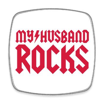 My husband rocks - Viereckiger Kühlschrankmagnet - Weiß - Vorne