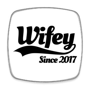 Wifey since 2017 (couples) - Viereckiger Kühlschrankmagnet - Weiß - Vorne