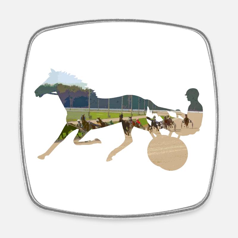horse racing - Square fridge magnet - white