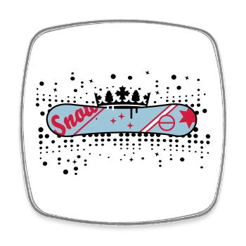 Snowboard avec Couronne Snowboard King - Magnet carré - blanc - Devant