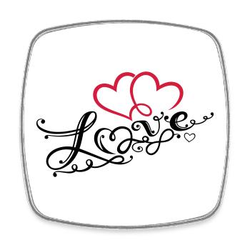 Two hearts with ornament and infinity loop. - Square fridge magnet - white - Front
