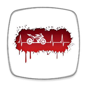 Motorcycle racing driver pulse - Square fridge magnet - white - Front