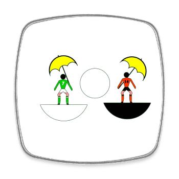 Neon Umbrella Duel in Split Halves - Square fridge magnet - white - Front
