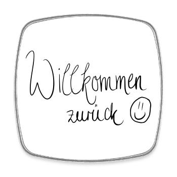 Willkommen zurück :) - Viereckiger Kühlschrankmagnet - Weiß - Vorne