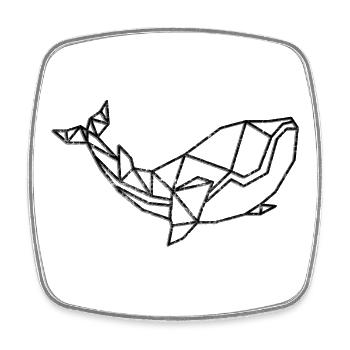 Geometric Whale Lineart - Square fridge magnet - white - Front