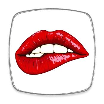 Ausdrucksstarke Lippen mit Glanz - Viereckiger Kühlschrankmagnet - Weiß - Vorne