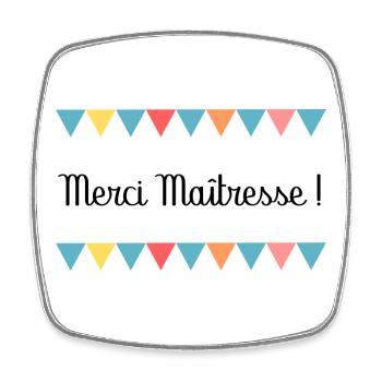 MERCI MAÎTRESSE. CADEAUX MAÎTRESSE. VACANCES. - Magnet carré - blanc - Devant
