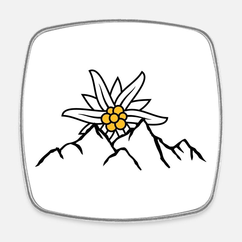 Sonne Bergblume Edelweiss - Viereckiger Kühlschrankmagnet - Weiß