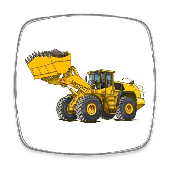 Wheel loader, construction machine - Square fridge magnet - white - Front