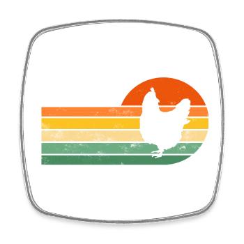 Poulet poules - Magnet carré - blanc - Devant