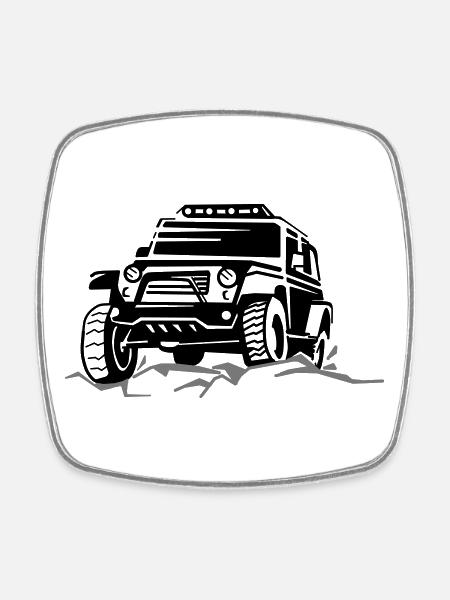 SUV silhouetten - Viereckiger Kühlschrankmagnet - Weiß