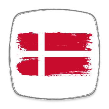 Dänische Flagge Grunge Cross Brush - Viereckiger Kühlschrankmagnet - Weiß - Vorne