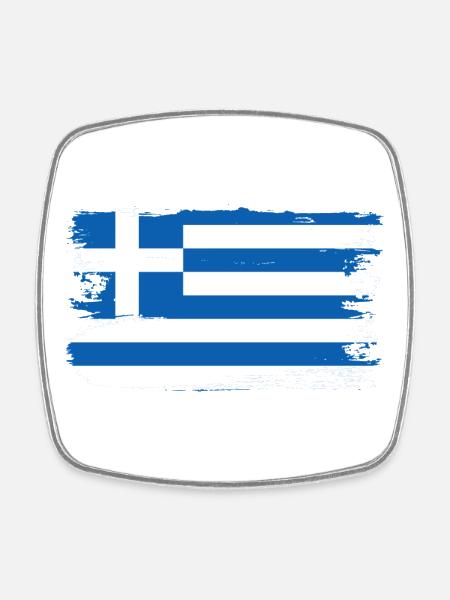Greek Flag Brushstroke - Square fridge magnet - white
