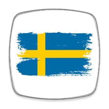 Schwedische Flagge Brush Tee - Viereckiger Kühlschrankmagnet - Weiß - Vorne