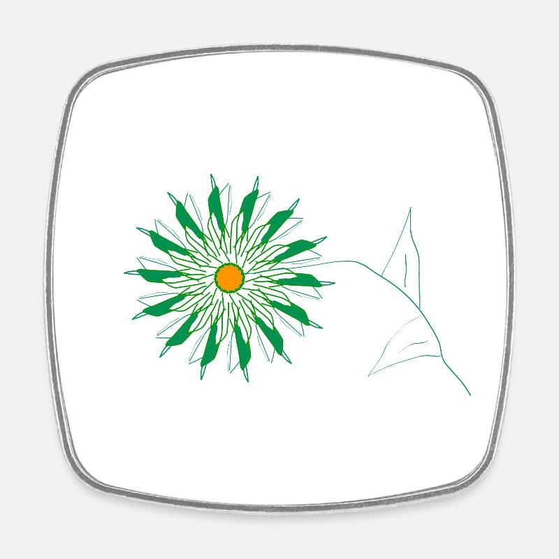 fleur verte - Magnet carré - blanc