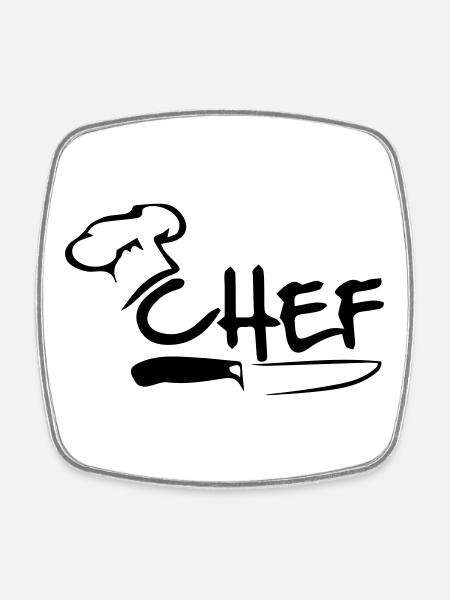 Chef - Magnet carré - blanc