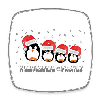 Weihnachten = Familie / X Mas / Pinguine / Schnee - Viereckiger Kühlschrankmagnet - Weiß - Vorne