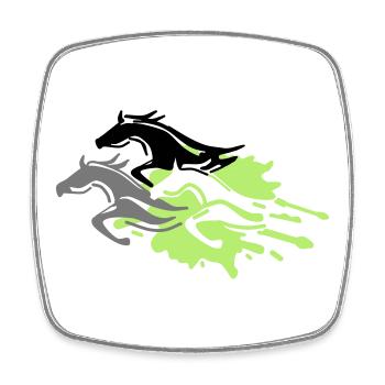 horses - stallion - mare - foal - Square fridge magnet - white - Front