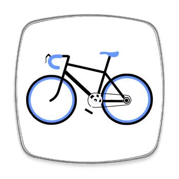 New bike with blue sports steering wheel and sports saddle - Square fridge magnet - white - Front