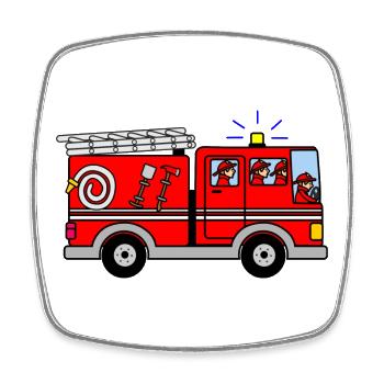 Feuerwehrauto mit Heulensirene - Viereckiger Kühlschrankmagnet - Weiß - Vorne