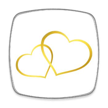 Motifs De Mariage, Deux Coeurs D’or, Mariage - Magnet carré - blanc - Devant