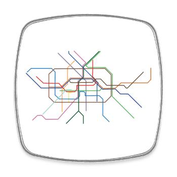 Dessin au trait de section minutine abstraite - Magnet carré - blanc - Devant